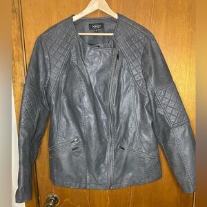 Coffee Shop - New York. Gray Quilted Jacket Faux Leather 2X. Stitch Fix.